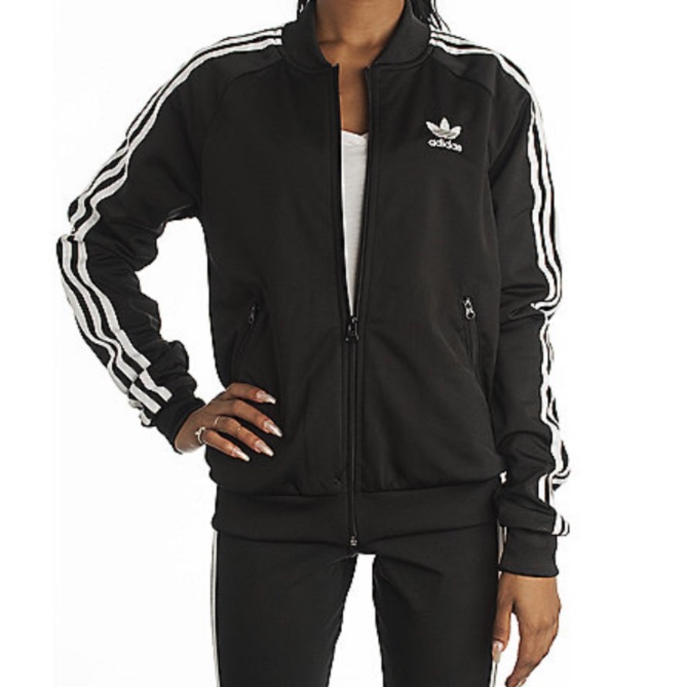 WOMENS BLACK ADIDAS TRACK JACKET